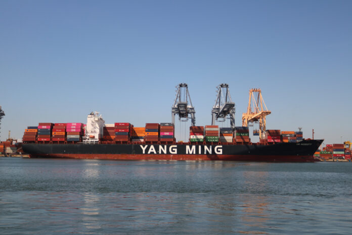 Yang Ming Container vessel calls at Laem Chabang Port, Thailand