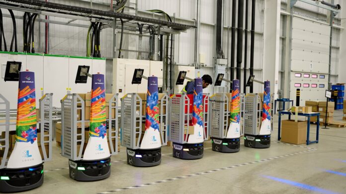 dpworld-locusrobotsbeingloadedwithboxes DP World Bicester Warehouse 10 Million Vinyl Records