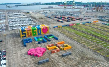 PSA Singapore ฉลองวันครบรอบ 60 ปีการก่อตั้งประเทศสิงคโปร์ ด้วยการจัดแสดงตู้สินค้าที่ท่าเทียบเรือ Tanjong Pagar