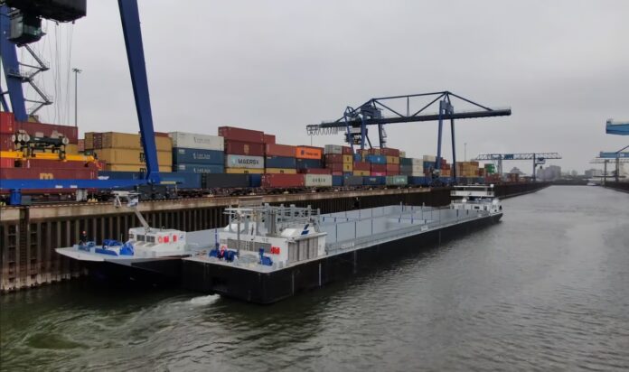 Rhenus ENERCON Barge Wind Turbine Blade Transport