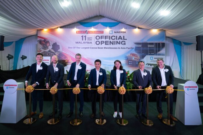 Barry Callebaut and Maersk celebrate the official opening of their Built-To-Suit cocoa bean warehouse in Pasir Gudang, Malaysia, one of the largest cocoa bean warehouses in Asia Pacific Barry Callebaut Maersk Cocoa Bean Warehouse Malaysia