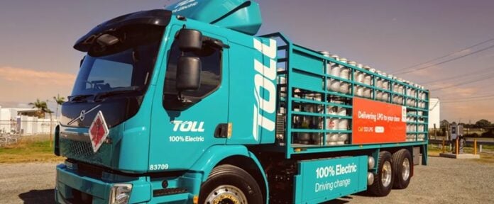 Toll Group Origin Energy Volvo FE Electric Truck Carbon Emissions Brisbane