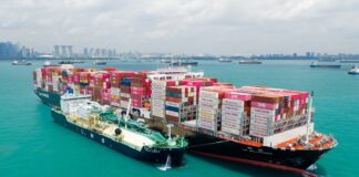 Yang Ming "YM Willpower" Historic First LNG Bunkering Singapore