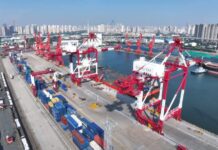 ZPMC New Wind-Resistant Quay Crane Qingdao Dagang Terminal