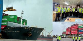 T.S. Lines CWX2 Service Maiden Port Call Hazira